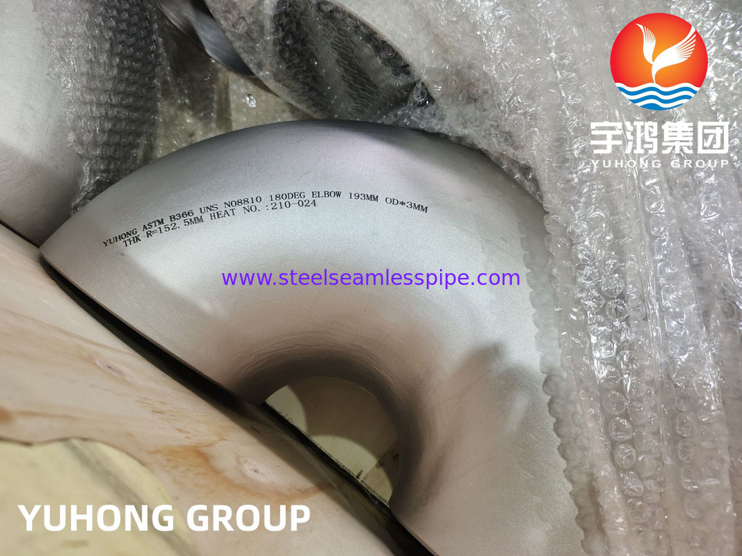 ASTM B366 UNS N08810 Incoloy 800H Nickel Alloy Steel Fitting 180° Elbow B16.9