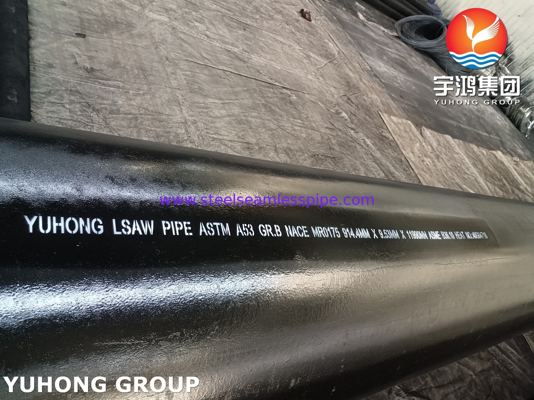 ASTM A53 / ASME SA53 Grade B LSAW Carbon Steel Welded Pipes NACE For Industrial Pipeline
