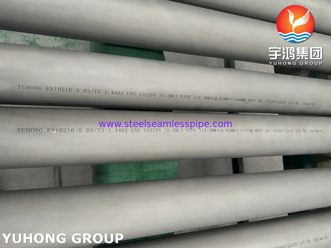 EN 10216-5 1.4462 UNS32205 Duplex Stainless Steel Seamless Pipe D3/T3 European Standard
