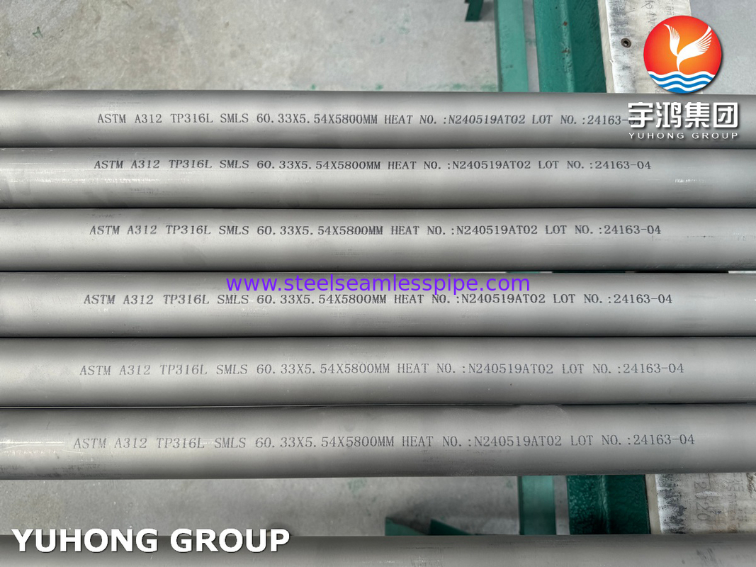 ASTM A312 TP316L Stainless Steel Seamless Pipe with Eddy Current Hydrostatic and Ultrasonic Testing for Petrochemical Applications