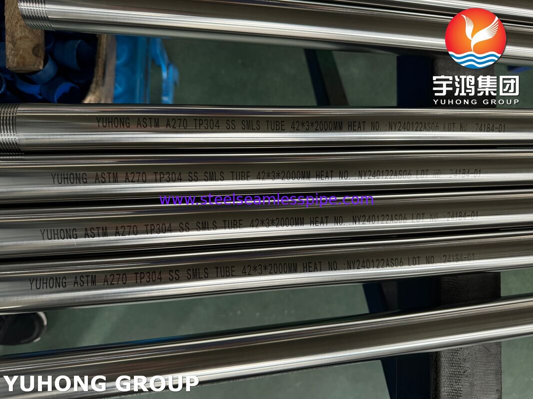 ASTM A270 TP304 3A Stainless Steel Sanitary Tube For Beverage Plant , NPT Thread End