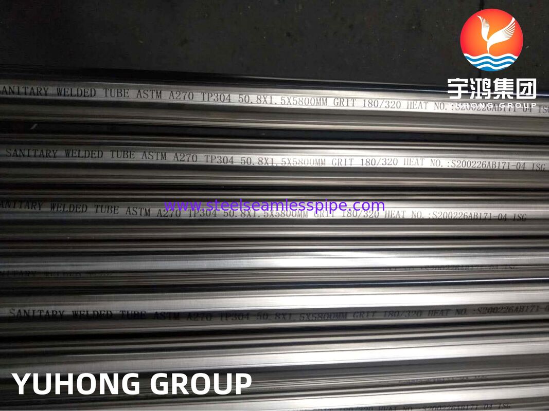 ASTM A270 TP304 Sanitary Stainless Steel Welded Tubing with Mechanical Polished and Electropolished Finish and Customized Ra Roughness