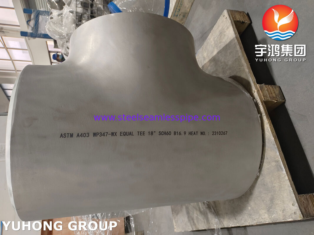 Large Diameter Butt Weld Pipe Fittings, ASTM A403 WP347-WX Equal Tee for Corrosive Fluids B16.9