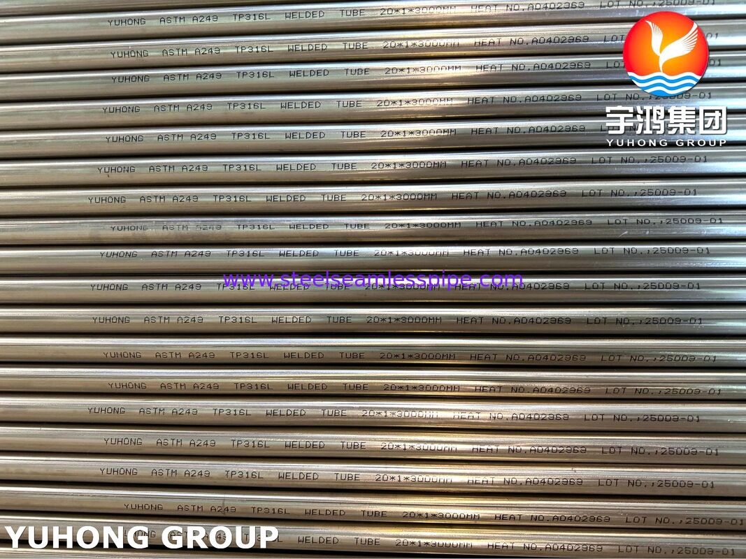 A249 TP316L Stainless Steel Welded Tube Bright Annealed, for Heat Exchanger / Boiler / Condenser