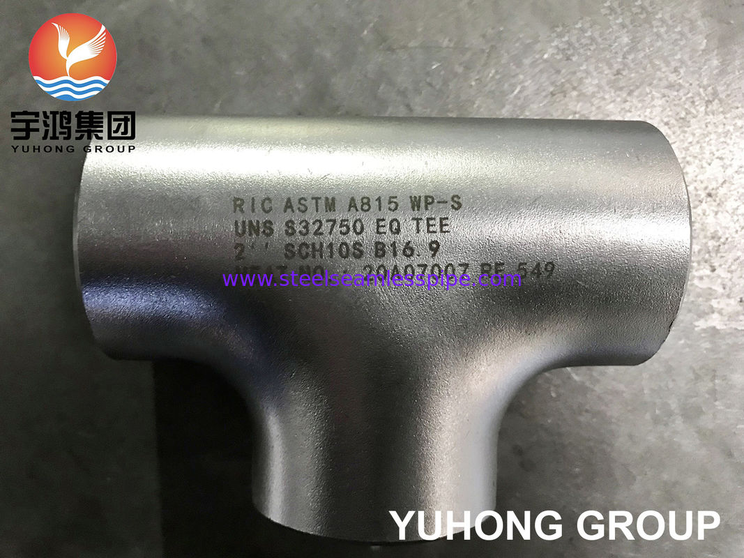 ASTM A815 S32750 Super Duplex Stainless Steel Equal Tee with Chloride Service Capability Butt Weld Fitting