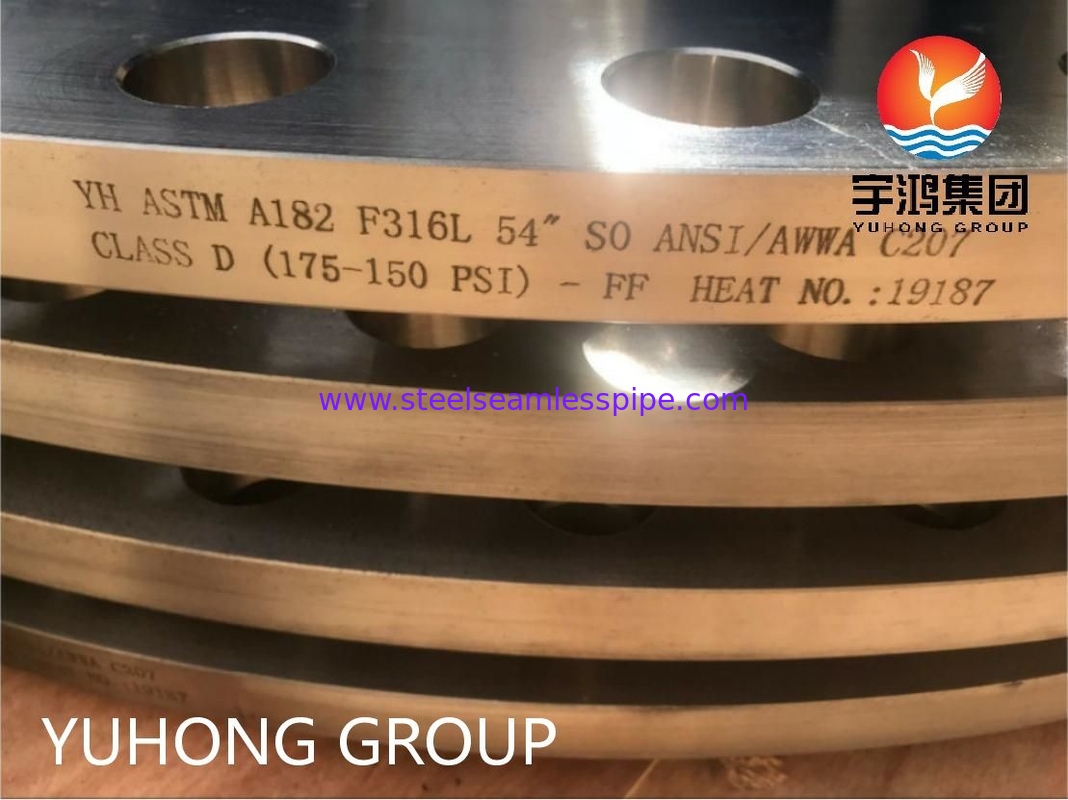ASTM A182 F316L SS Forged Slip On Flanges 54" Large Diameter ANSI / AWWA C207 Class D