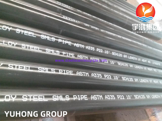 ASTM A335 P22 Alloy Steel Seamless Pipe Black Painting Beveled High Temperature
