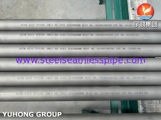 ASTM A312 TP316L Stainless Steel Seamless Pipe with Eddy Current Hydrostatic and Ultrasonic Testing for Petrochemical Applications